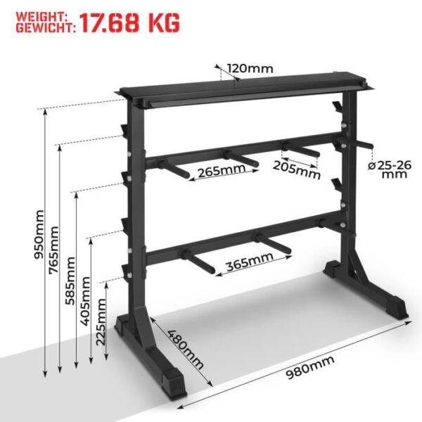 ⁦Support pour haltères Support de Poids Repose haltères Max.300 kg⁩ - الصورة ⁦3⁩